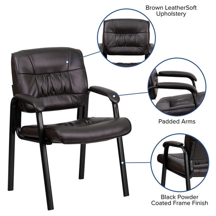 Haeger LeatherSoft Tufted Executive Reception Chair with Padded Armrests