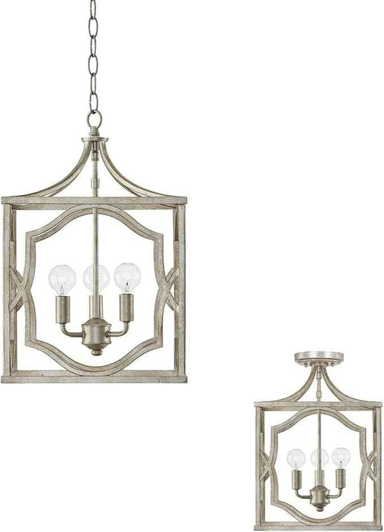Capital Lighting 9481AS Blakely Lantern Foyer Pendant, 3-Light 180 Total Watts, 18" H x 12" W, Antique Silver