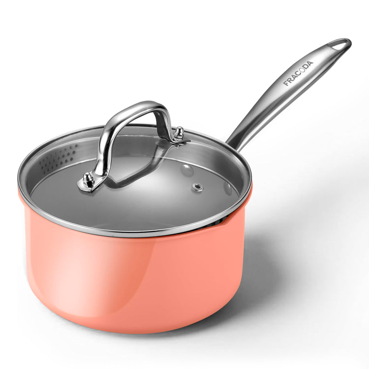 2.0 Quart Stainless Steel Pot Saucepan with Glass Strainer Lid
