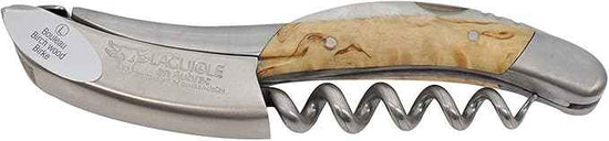 Laguiole En Aubrac Sommelier Waiter's Corkscrew, Birchwood Handle, Wine Opener With Foil Cutter & Bottle Opener, Brushed Bolster