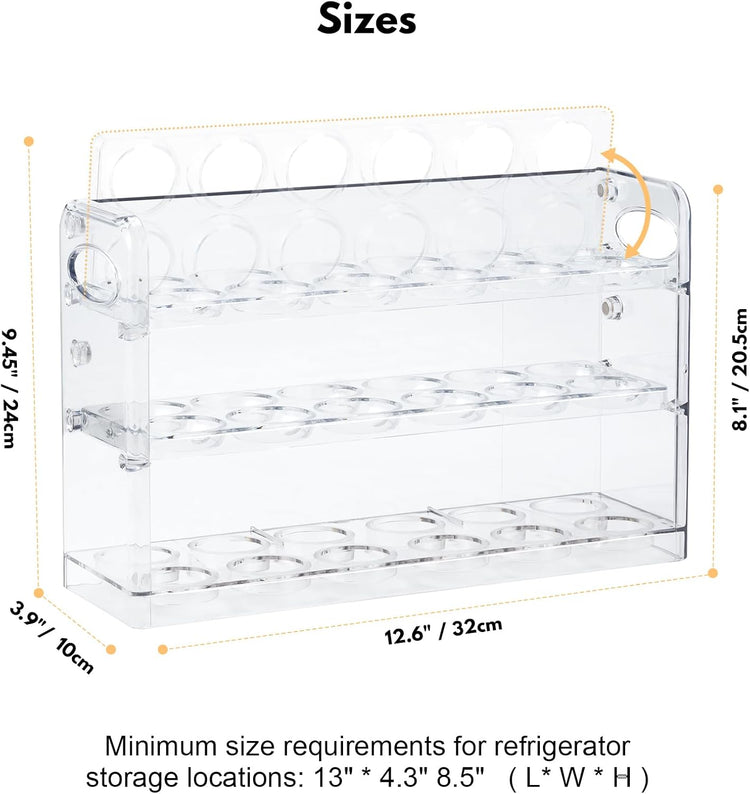 Egg Holder for 36 Eggs, Egg Storage for Refrigerator, PET Egg Container for Kitchen Countertop, Egg Dispenser, Egg Tray, Clear