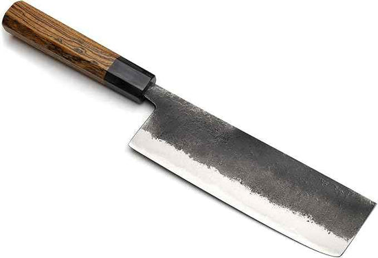 Yoshihiro Nashiji High Carbon White Steel #2 Japanese Nakiri Vegetable Knife with Cocobolo Wood Handle (6.5'' (165mm) & No Saya)