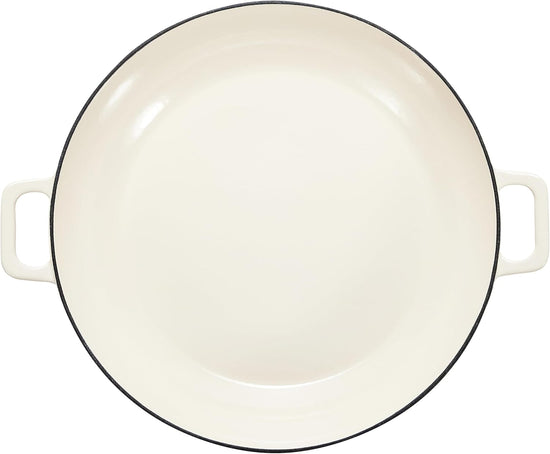 Amazon Basics Enameled Cast Iron Covered Round Casserole Skillet with Lid for Oven, 3.3-Quart, White - Nestoria