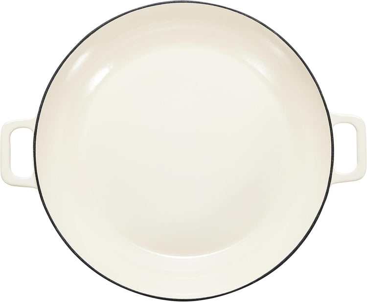 Amazon Basics Enameled Cast Iron Covered Round Casserole Skillet with Lid for Oven, 3.3-Quart, White - Nestoria