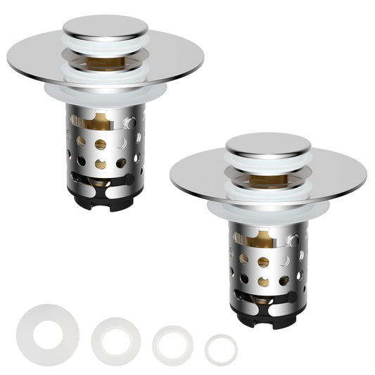 2PCS Universal Bathroom Sink Drain Strainer Hair Catcher (2 Count)