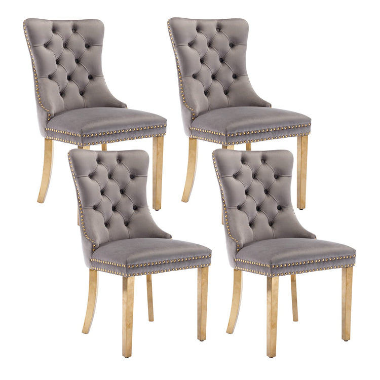 Grey Velvet Dining Chairs Set of 4 (4 Count)