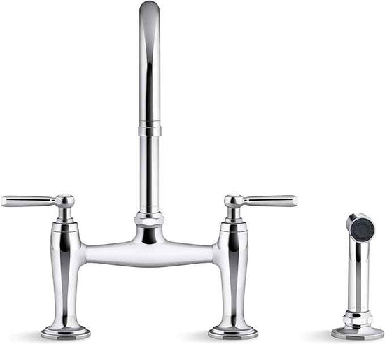 Kohler K28356-BL Edalyn by Studio McGee 1.5 GPM Widespread Bridge Kitchen Faucet - Includes Side Spray Matte Black