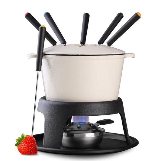 Cast Iron Fondue Pot Set for Chocolate Cheese
