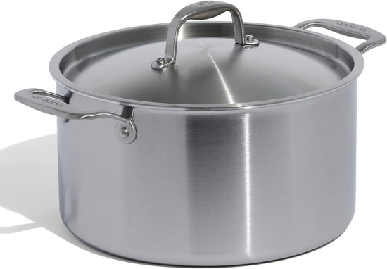 Made In Cookware - 8 Quart Stainless Steel Stock Pot With Lid - 5 Ply Stainless Clad - Professional Cookware - Crafted in Italy - Induction Compatible - Nestoria