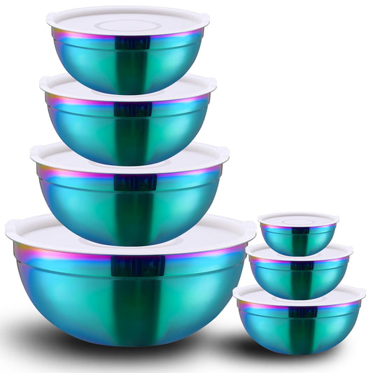 Rainbow Mixing Bowls with Lids Set of 7