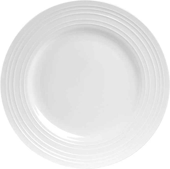 Stone lain Bone China Round Swirl Design 32 Piece Dinnerware Set, White