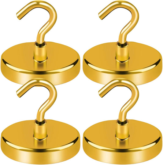 LOVIMAG Magnetic Hooks for Cruise Cabins, 150Lbs Cruise Magnets, Yellow Magnetic Hooks Heavy Duty for Hanging, Refrigerator, Grill-4 Pack