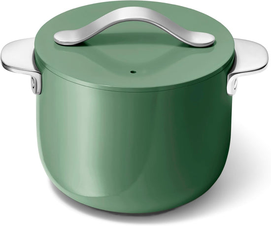 Caraway Petite Cooker - 2 Qt Ceramic Coated Pot - Free From Forever Chemicals - Perfect for Rice, Grains, or Sauces - Sage - Nestoria