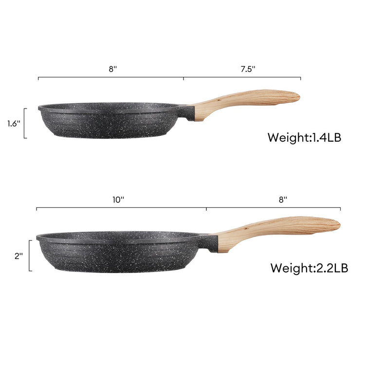 8 & 10 Inch Nonstick Frying Pan Sets for Cooking Dual Spouts Skillet (2 Count)