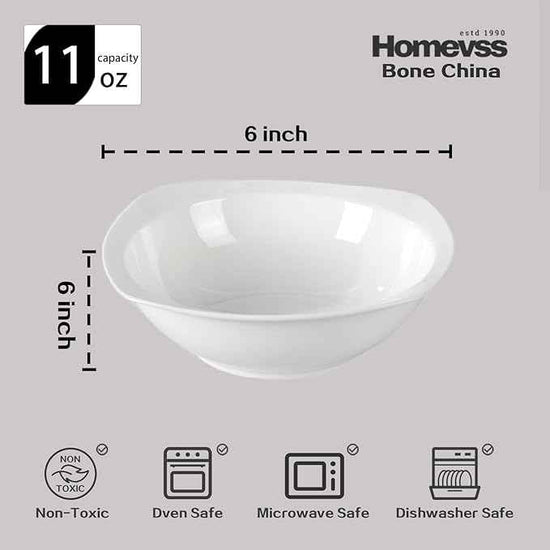 HomeVss, New Bone China Dinnerware Set, Coupe Square Shape, 40pc Set