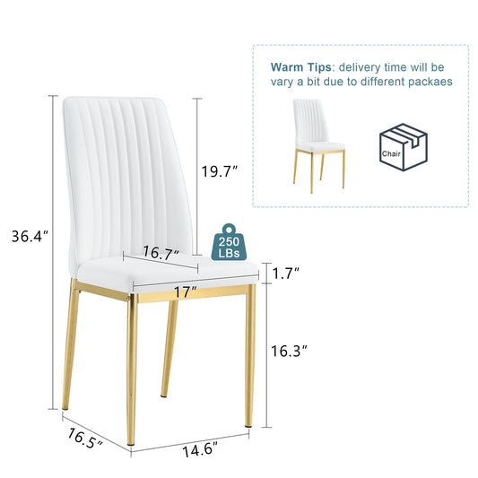 White Golden Dining Chairs Set