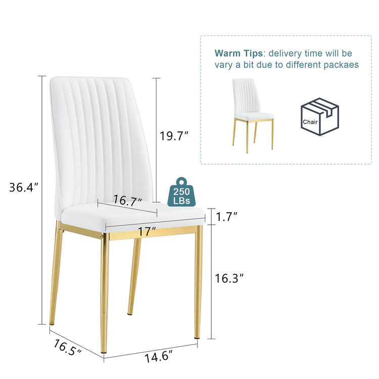 White Golden Dining Chairs Set