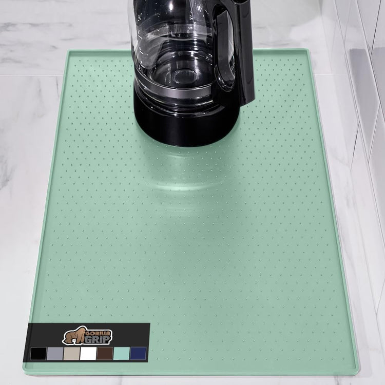 GORILLA GRIP Silicone Coffee Mat, Espresso Drink Bar Station Accessories, Waterproof Heat-Resistant Dish Drying Mats, Stay in Place on Kitchen Counter, Home Kitchen Decor Essentials, 11.5x18.5, Mint
