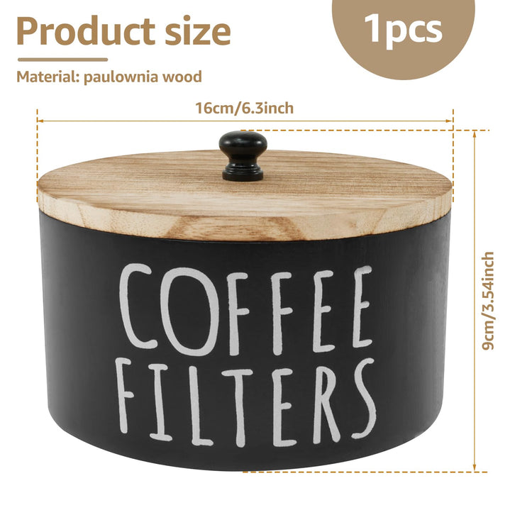 Wooden Coffee Filter Holder & Storage Organizer