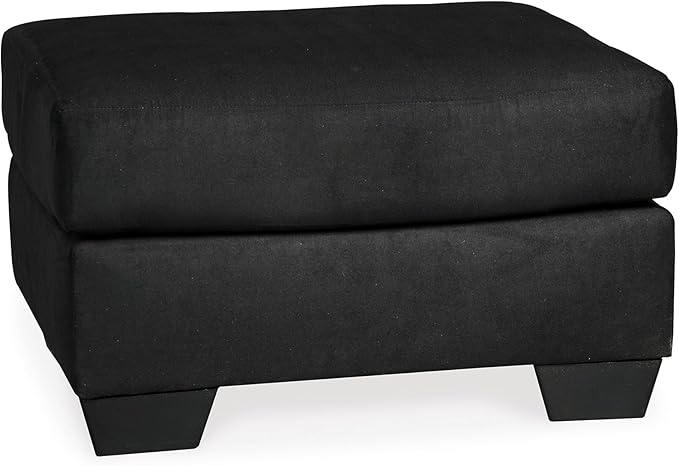 Signature Design by Ashley Darcy Casual Plush Square Accent Ottoman, Black