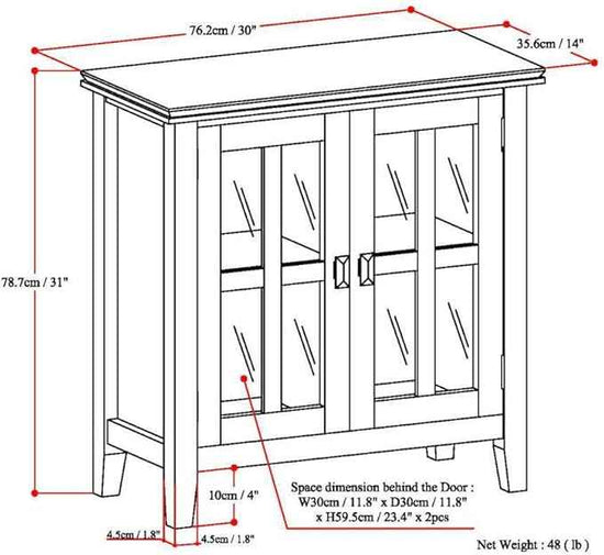 SIMPLIHOME Artisan SOLID WOOD 30 Inch Wide Contemporary Low Storage Cabinet in Farmhouse Grey, For the Living Room, Entryway and Family Room