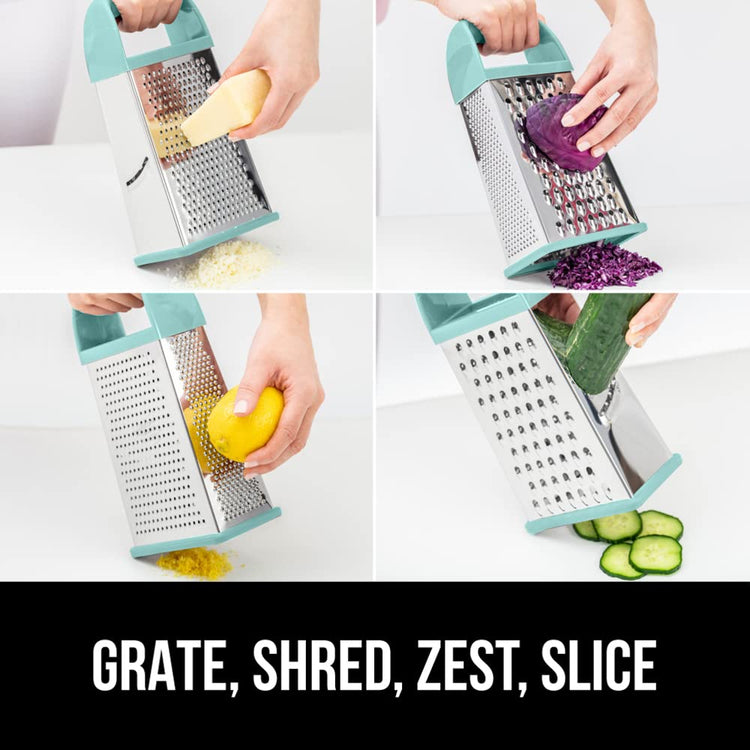 XL 4 Sided Stainless Steel Cheese Grater With Measurement Container