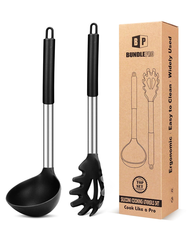 Silicone Pasta Fork and Ladle Spoon Set (2 Count)
