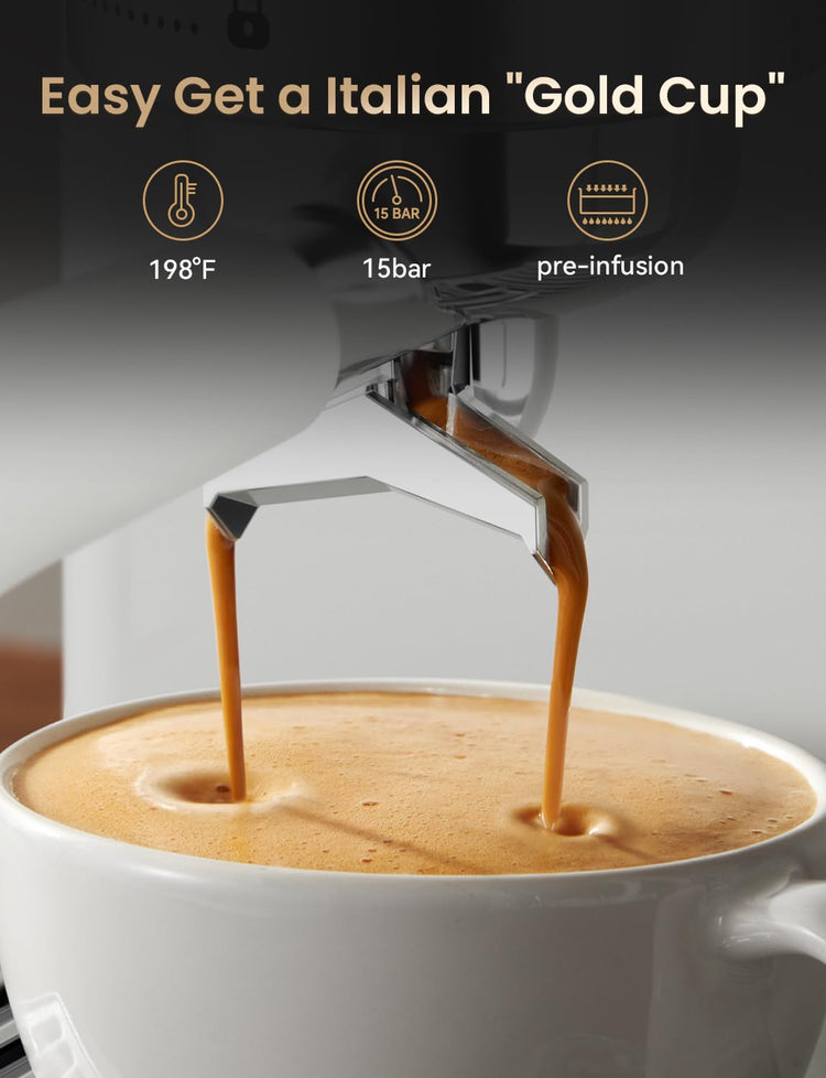 Stainless Steel Espresso Machine with Visible Pressure Guage
