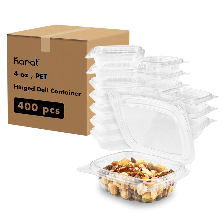 4oz PET Clear Clamshell Deli Containers (400 Count)