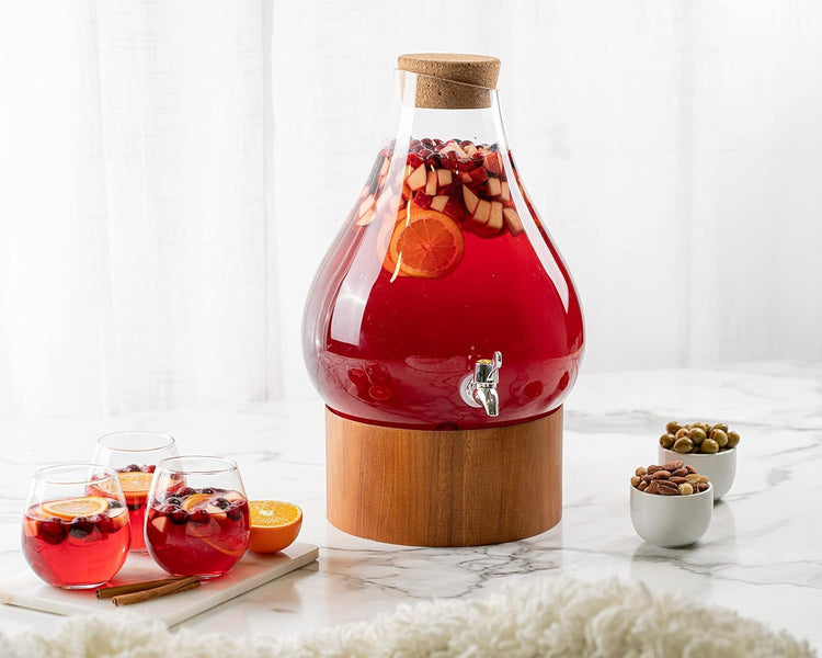 Classic Home Teardrop Clear Glass Ice Cold Beverage Drink Dispenser