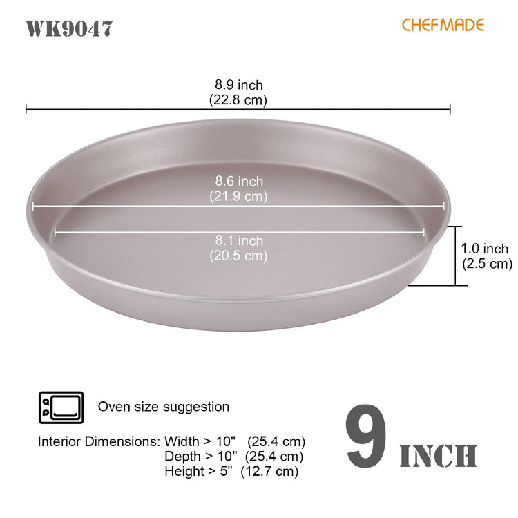 Pizza Pan, 9-Inch Non-Stick Pancake Bakeware for Oven Baking (Champagne Gold)