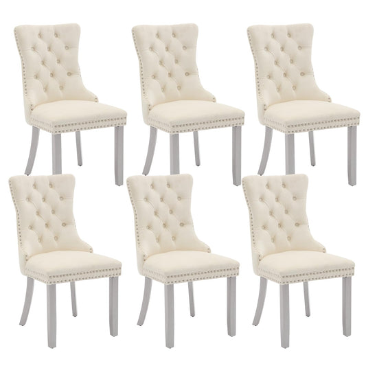 Cream Velvet Dining Chairs Set of 6 (6 Count)