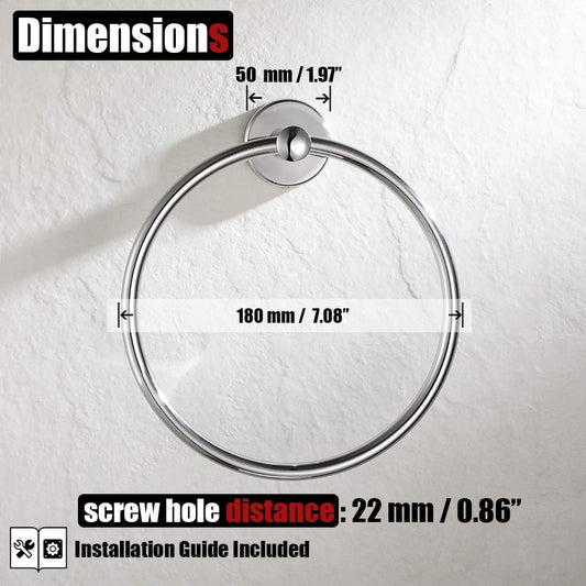 JQK Chrome Towel Ring, 304 Stainless Steel Hand Towel Holder for Bathroom, Polished Finish Wall Mount, TR130-CH