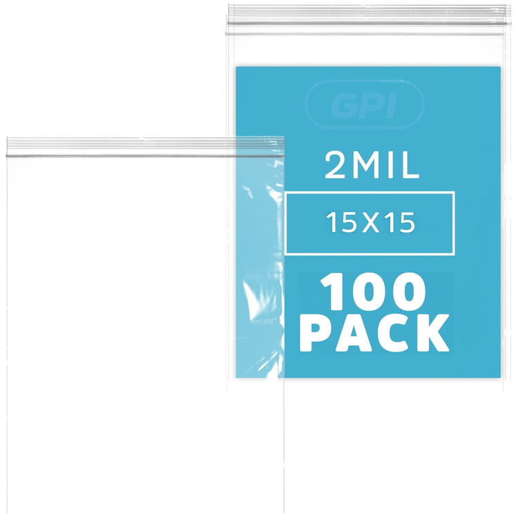GPI 15" x 15" large Zip Bags (100 Count)
