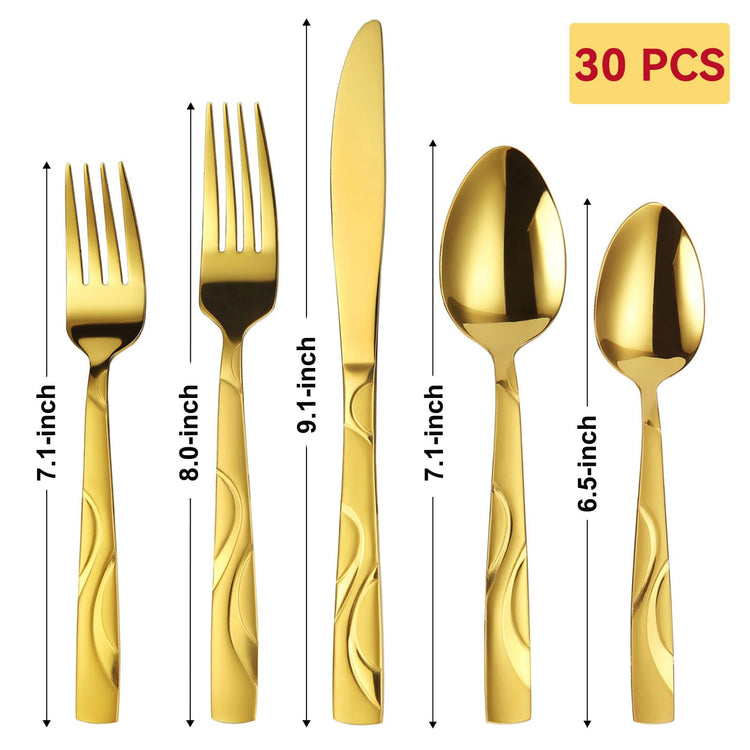 30 Piece Gold Silverware Set for 6 (30 Count)