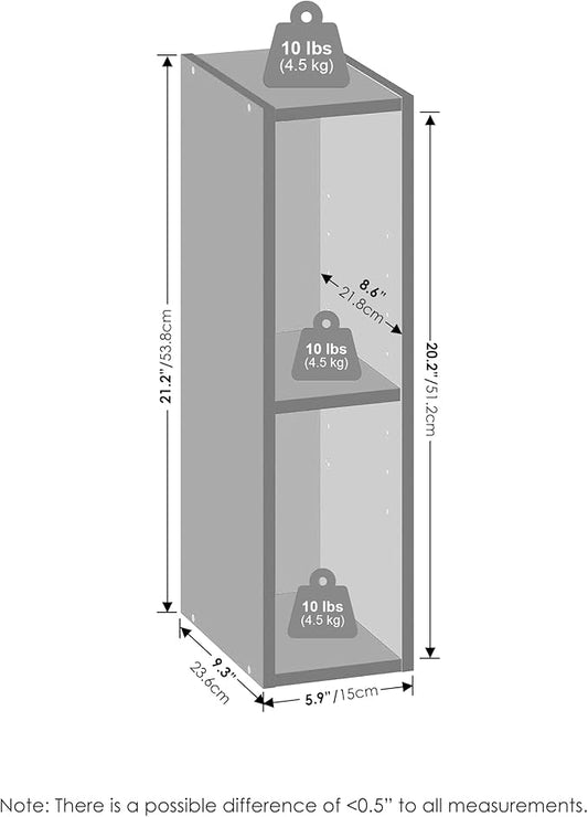 Furinno Reed 2-Tier Closet Organizers and Storage, Closet Organizer, Open Shelf Closet Storage, for Wardrobe, Bedroom, Living Room, 6-Inch Width, White