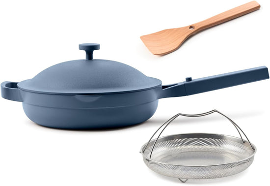 Our Place Always Pan 2.0-10.5” (2.6 Qt) Nonstick, Toxin-Free Ceramic Cookware | Patented 10-in-1 Aluminum Frying & Sauté Pan | Safe for Oven, Induction & All Cooktops up to 450°F | Blue Salt - Nestoria