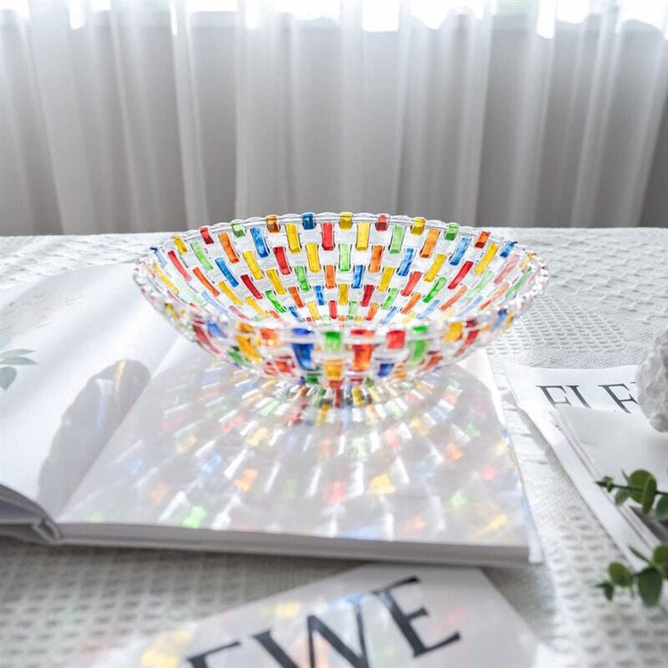 Hand Painted Colorful Woven Glass Crystal Salad & Fruit Bowl Decoration