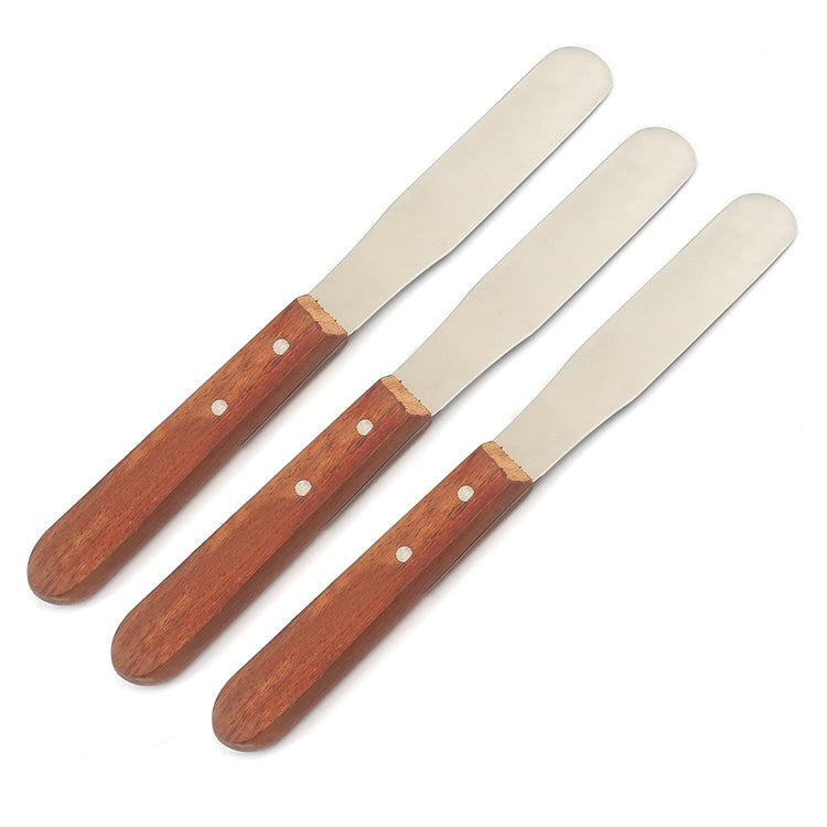 Set of 8 Pcs Straight Icing Spatula Stainless Steel Baking Set Wooden Handle Cake Decorating Frosting Spatulas (8 Count)