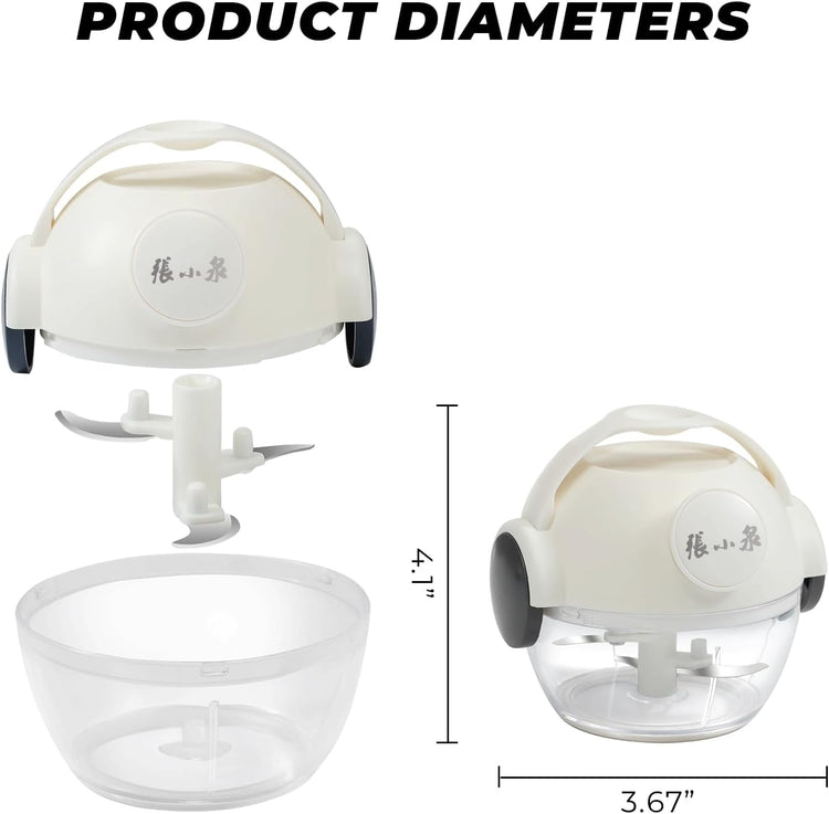 ZHANG XIAO QUAN SINCE 1628 Mini Manual Food Chopper Hand Pull String Vegetable Cutter Onions Garlic Chopper Portable Mincer for Garlic Ginger Herbs Nuts Durable Kitchen Food Processor 0.7 Cup(170ml)