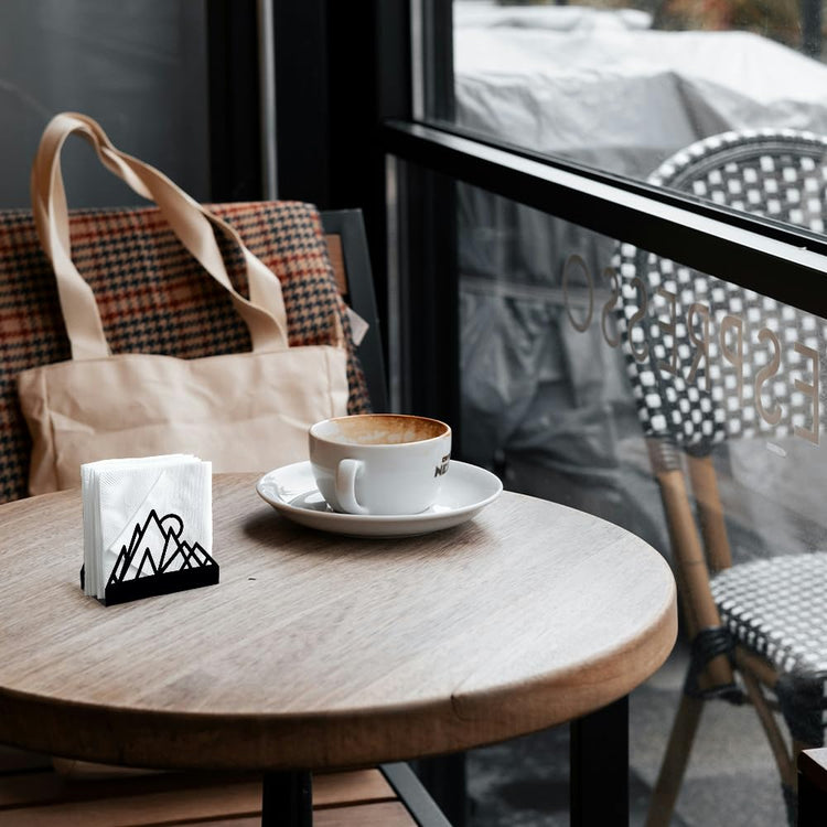 Geometric Mountains Decor Black Metal Napkin Holder for Table