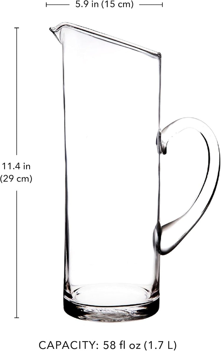 Glass Water Pitcher with Spout – Elegant Serving Carafe for Water, Juice, Sangria, Lemonade, and Cocktails – Crystal-Clear Glass Beverage Pitcher.
