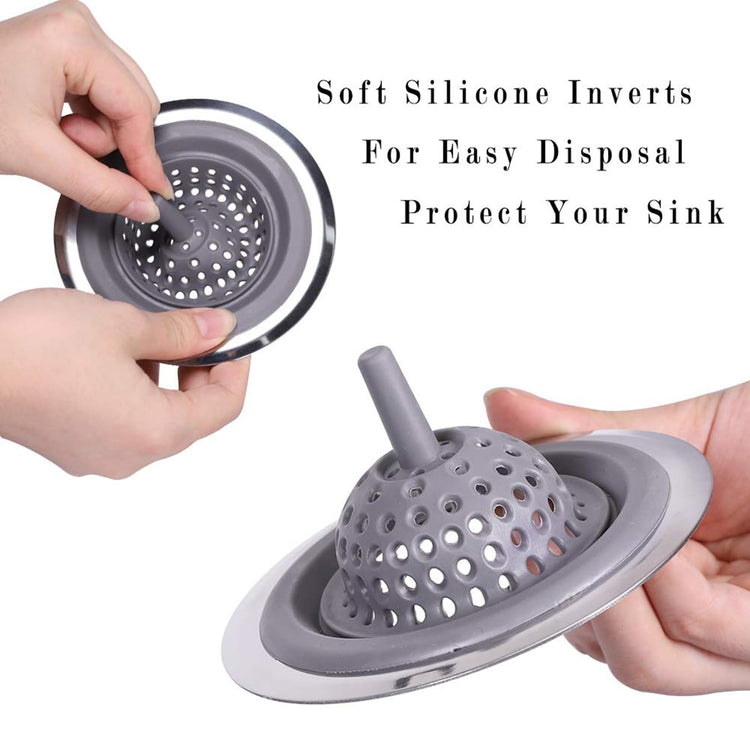 2 Pack Kitchen Sink Drain Strainer Silicone Stainless (2 Count)