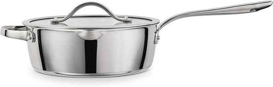 Tramontina Tempo Tri-Ply Base Stainless Steel 3.5-Quart Saute Pan with Glass Lid, Induction-Ready Cooking Pan, Oven-Safe, Dishwasher-Safe