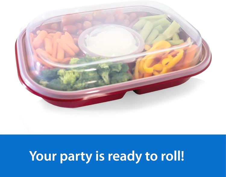 Red Jumbo Divided Serving Tray