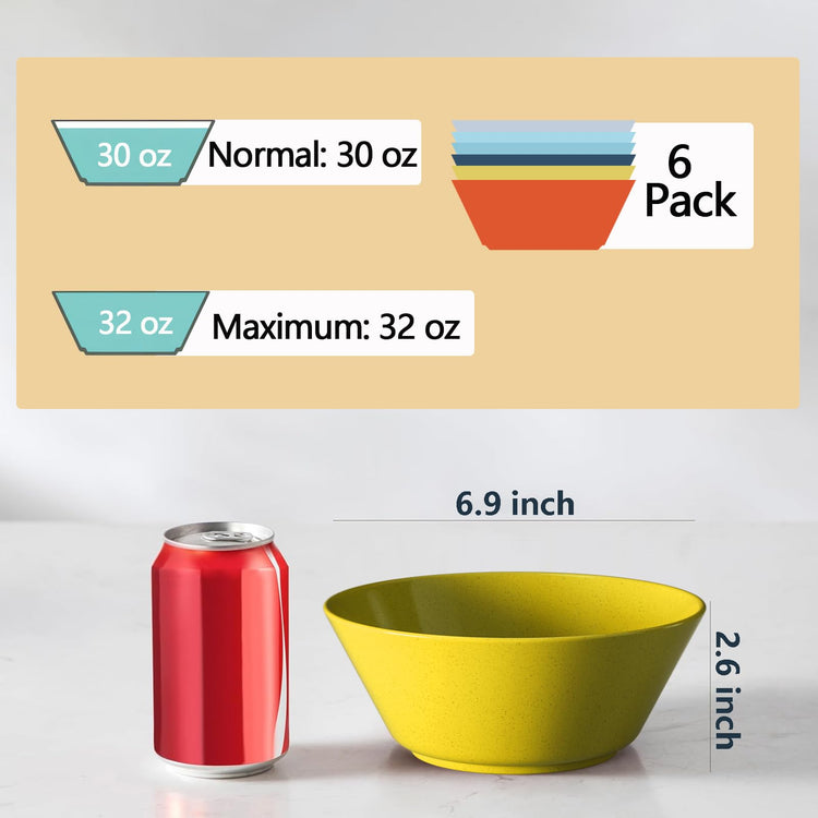 Unbreakable Large Cereal Bowls Set of 6