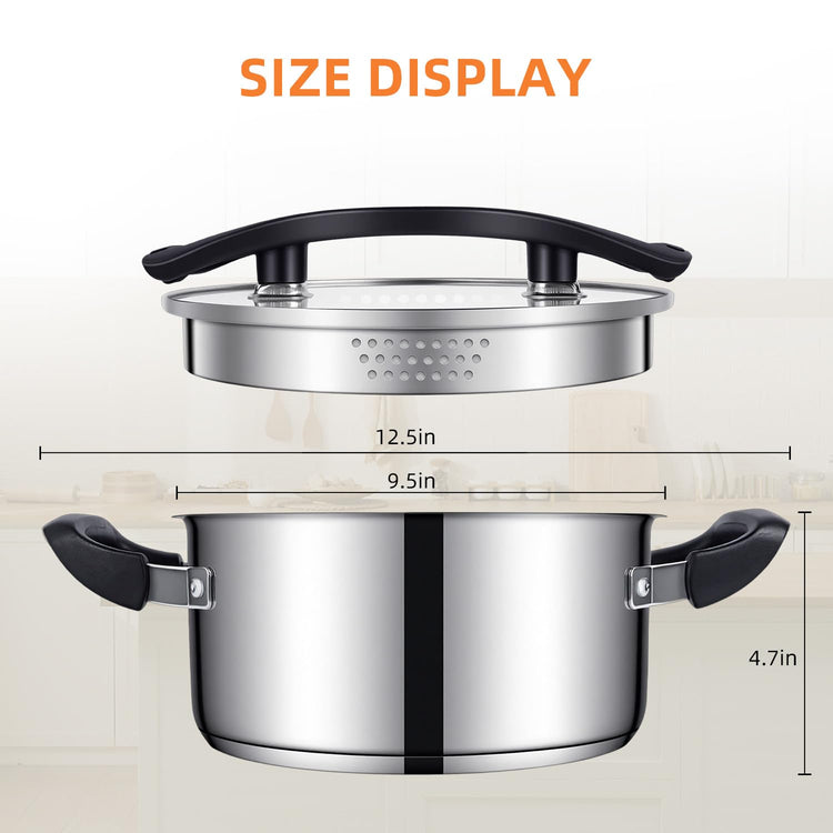 Stainless Steel Stock Pot with Pour Spout and Strainer