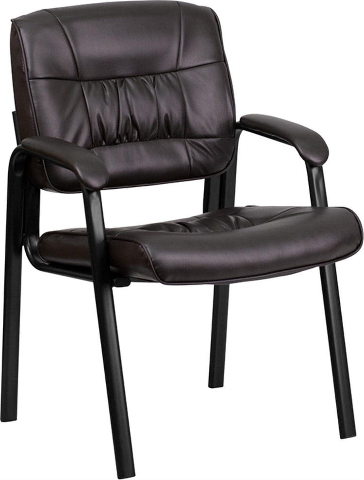 Haeger LeatherSoft Tufted Executive Reception Chair with Padded Armrests