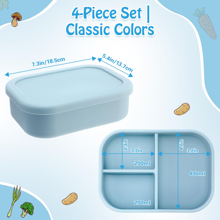4 Pcs Silicone Bento Box (4 Count)