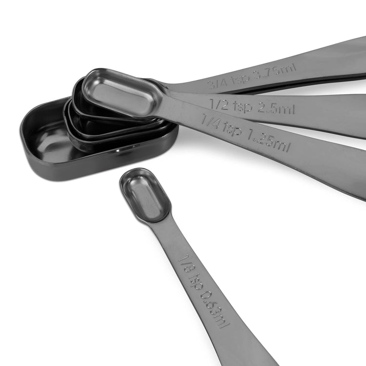 6-Piece 18/8 Stainless Steel Measuring Spoons Set, Dark Gray